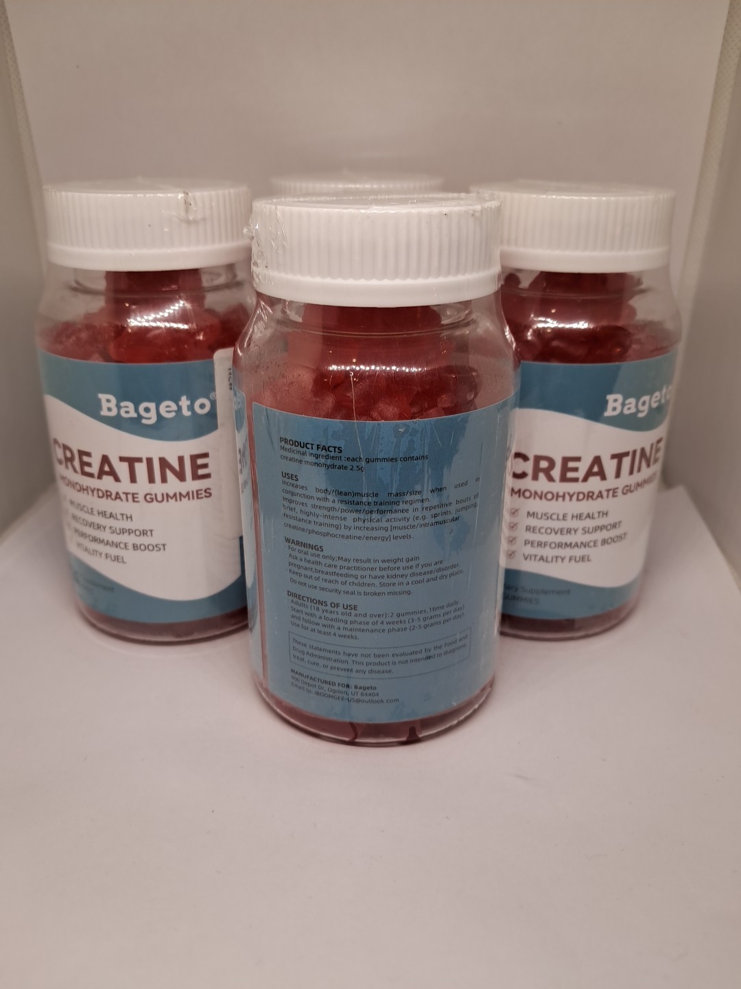Lot Of 4 Bageto Creatine Monohydrate Gummies Strawberry 60ct 11/26