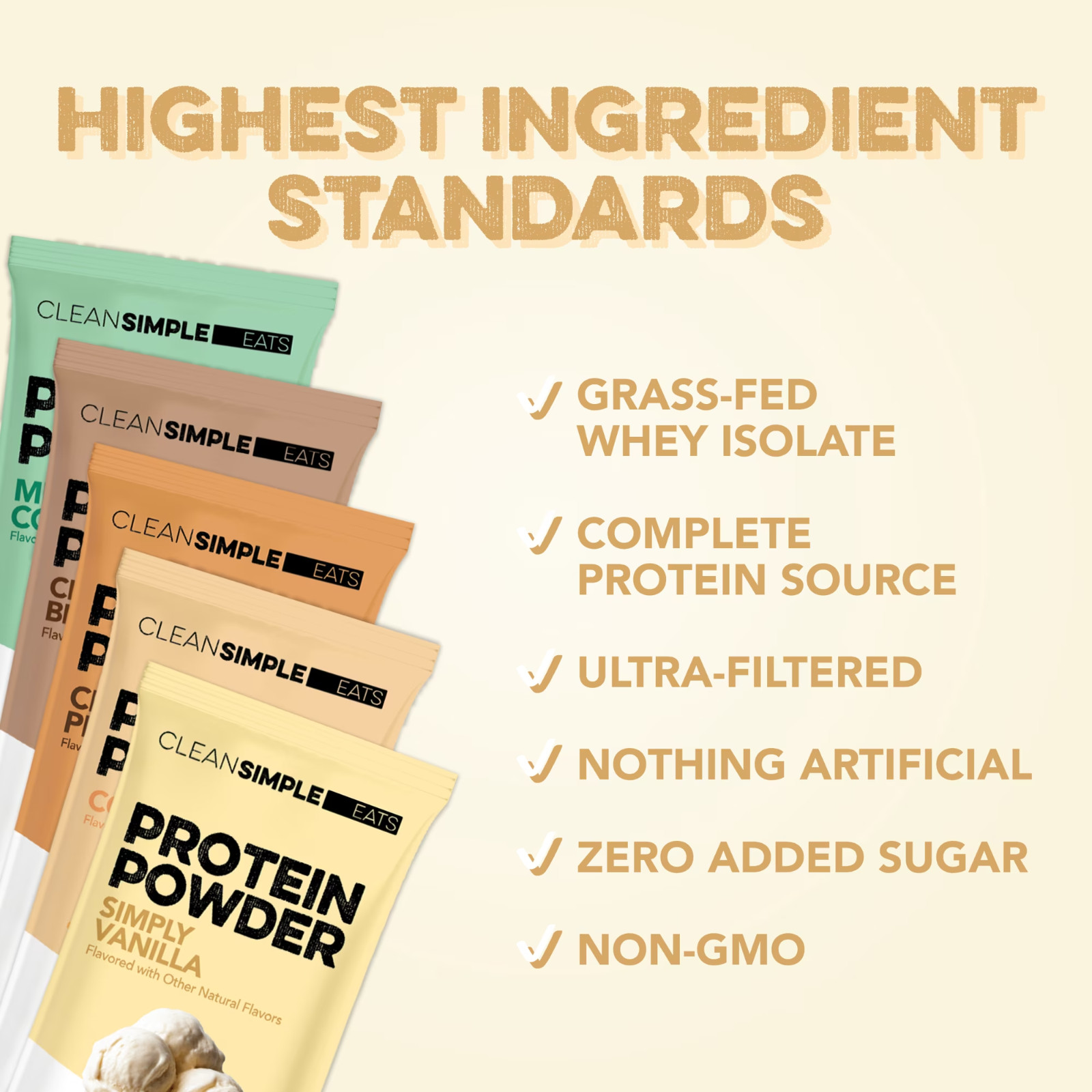 Clean Simple Eats Protein Powder Variety Pack, Whey Protein Isolate, 10 Count