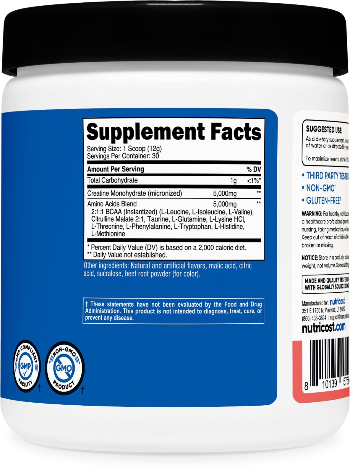 Nutricost Creatine + Aminos 30 Servings (Watermelon Flavored)