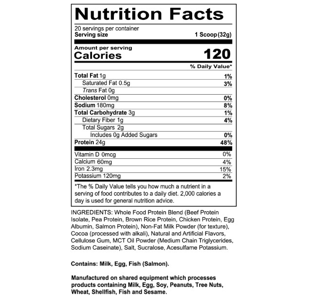 REDCON1 MRE Lite Whole Food Protein Powder Chocolate 20 Servings Whey Free