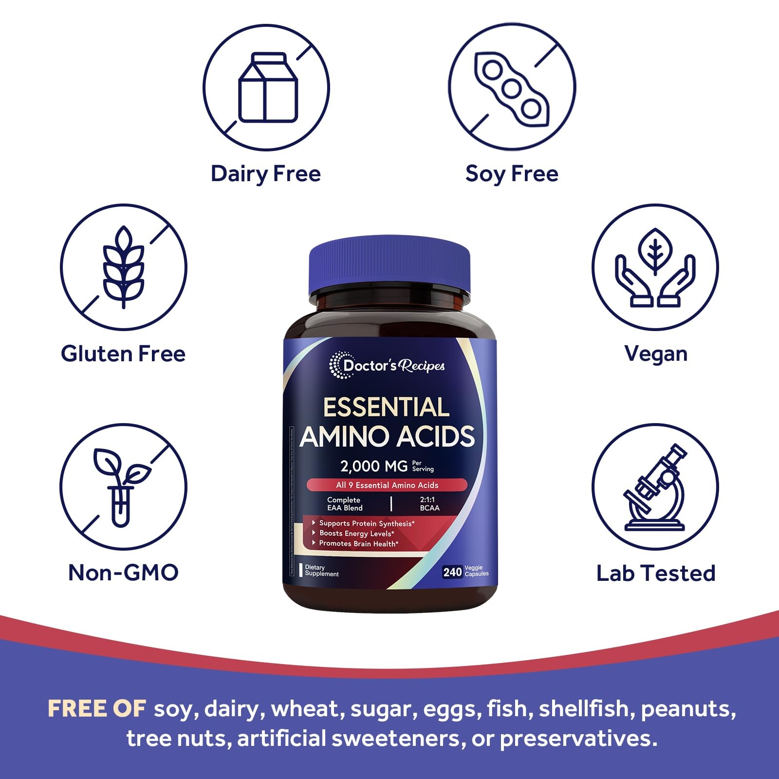 Essential Amino Acids Supplement, All 9 Essential Amino Acids (EAA), BCAA 2:1…