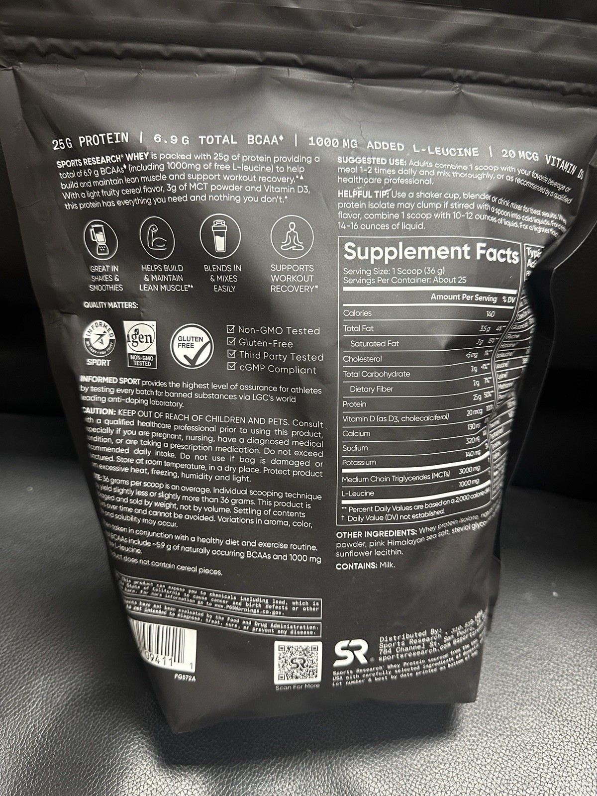 Whey Protein Isolate Sports Nutrition 2lb Bag Fruity Cereal Powder 25 Servings