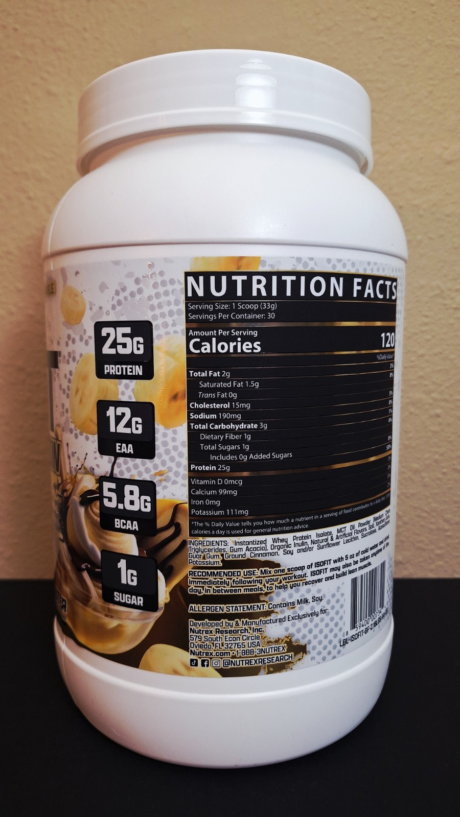 Nutrex ISOFIT Bananas Foster🍌30 Servings, 25g Protein, EAA & BCAA, 04/2028✨️