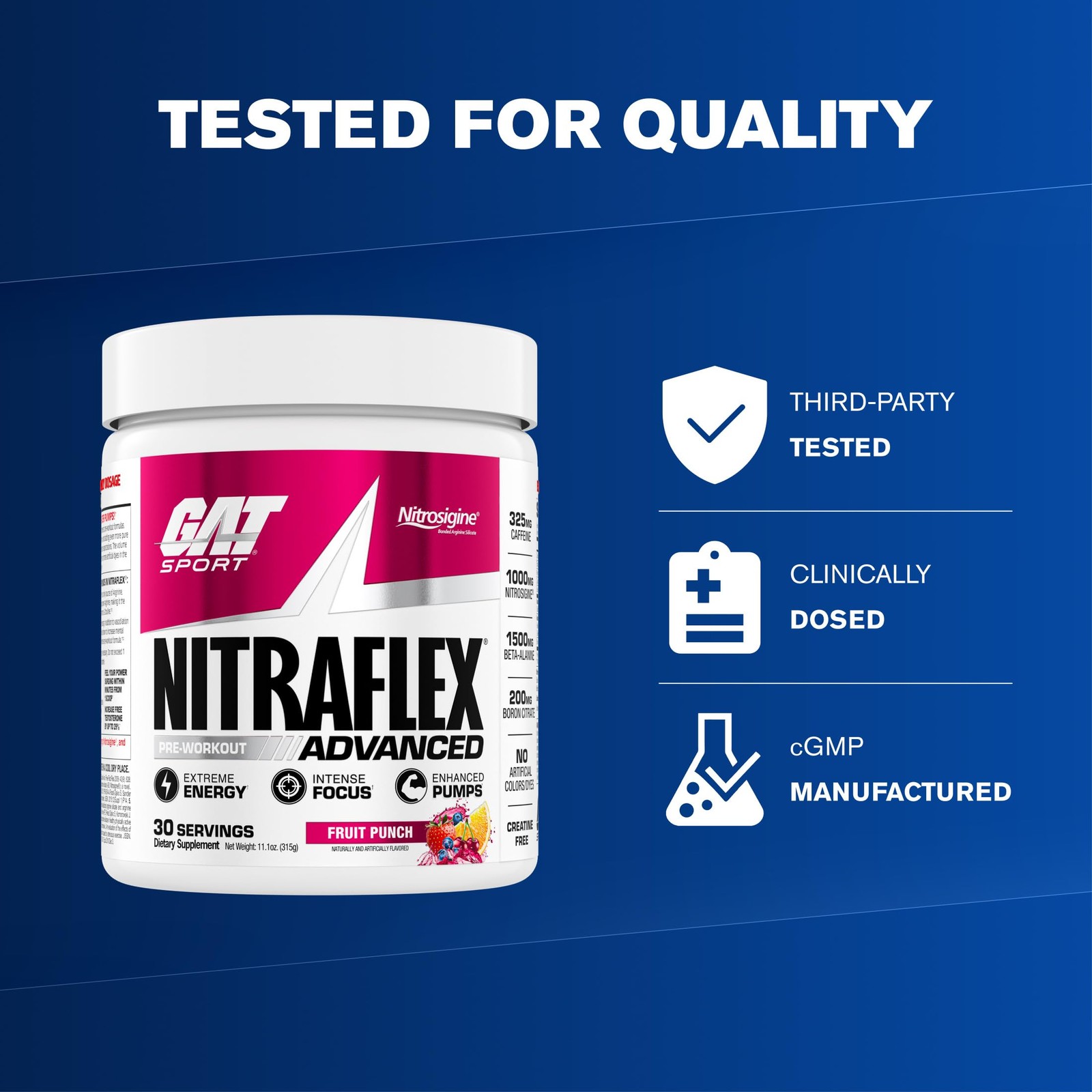 GAT SPORT Nitraflex Advanced Pre-Workout Powder, 10 Ounce (Pack of 1), Pink