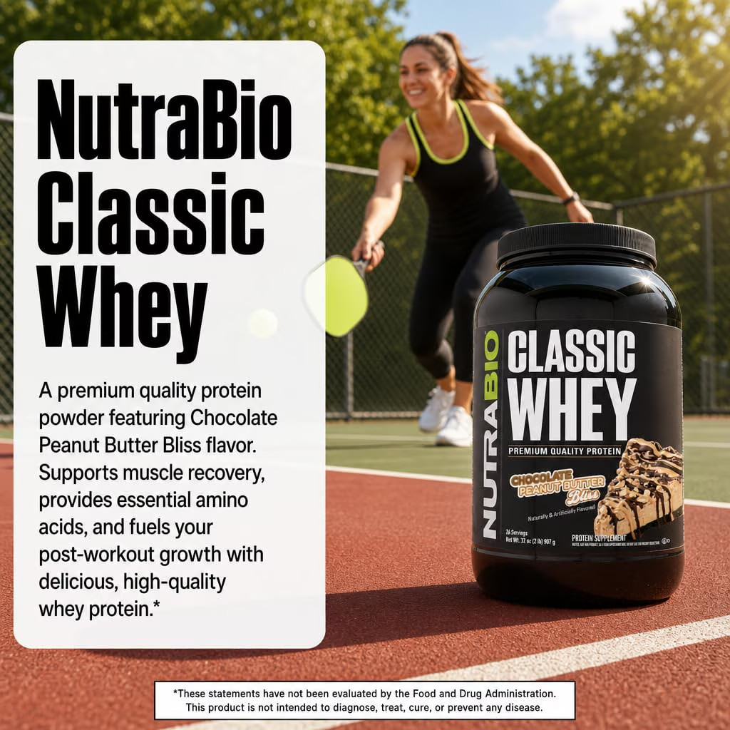 NutraBio Classic Whey Protein Powder Chocolate Peanut Butter 2 Pounds