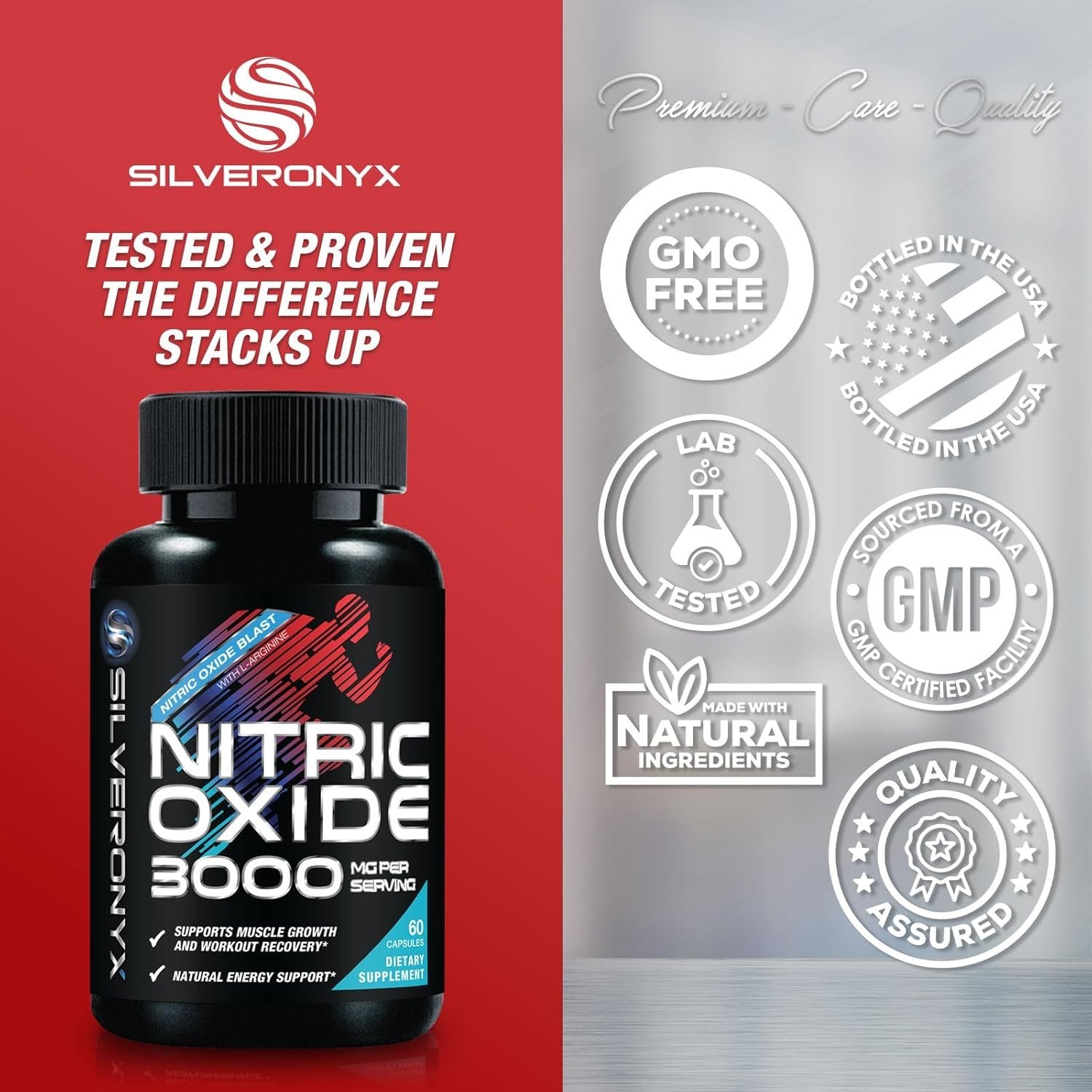 Extra Strength Nitric Oxide Supplement 3X Strength L Arginine, Citrulline Malate