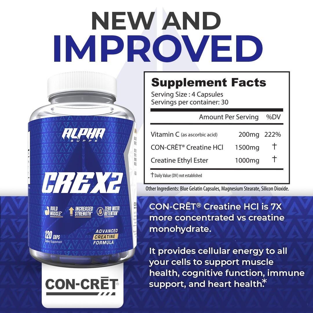 Alpha Supps CRE X2 CREATINE MagnaPower / Creatine Ethyl Ester CEE Blend 150 Caps