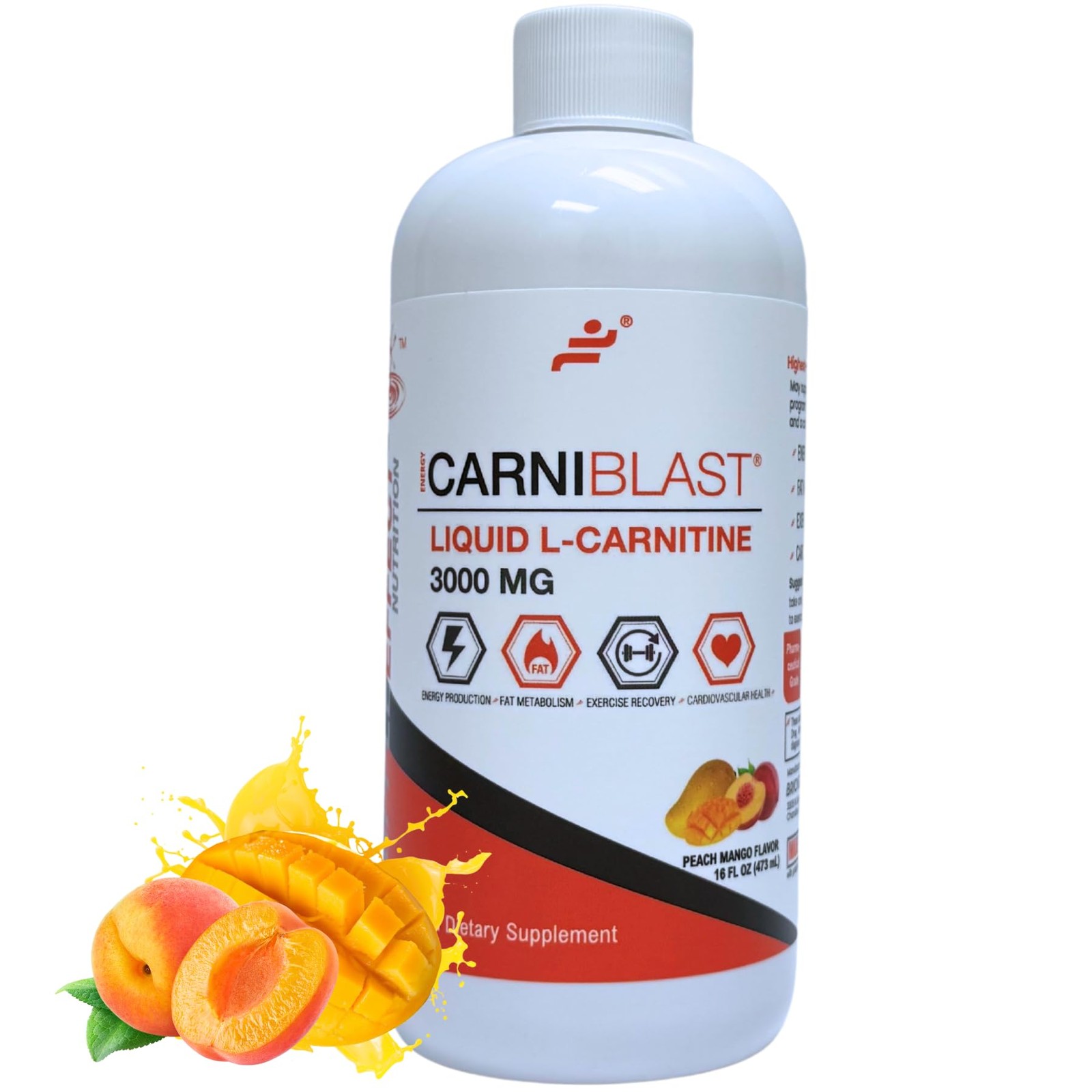 Bricker Labs CARNIBLAST Liquid L-Carnitine 3000mg 16 Fl Oz (Pack of 1)