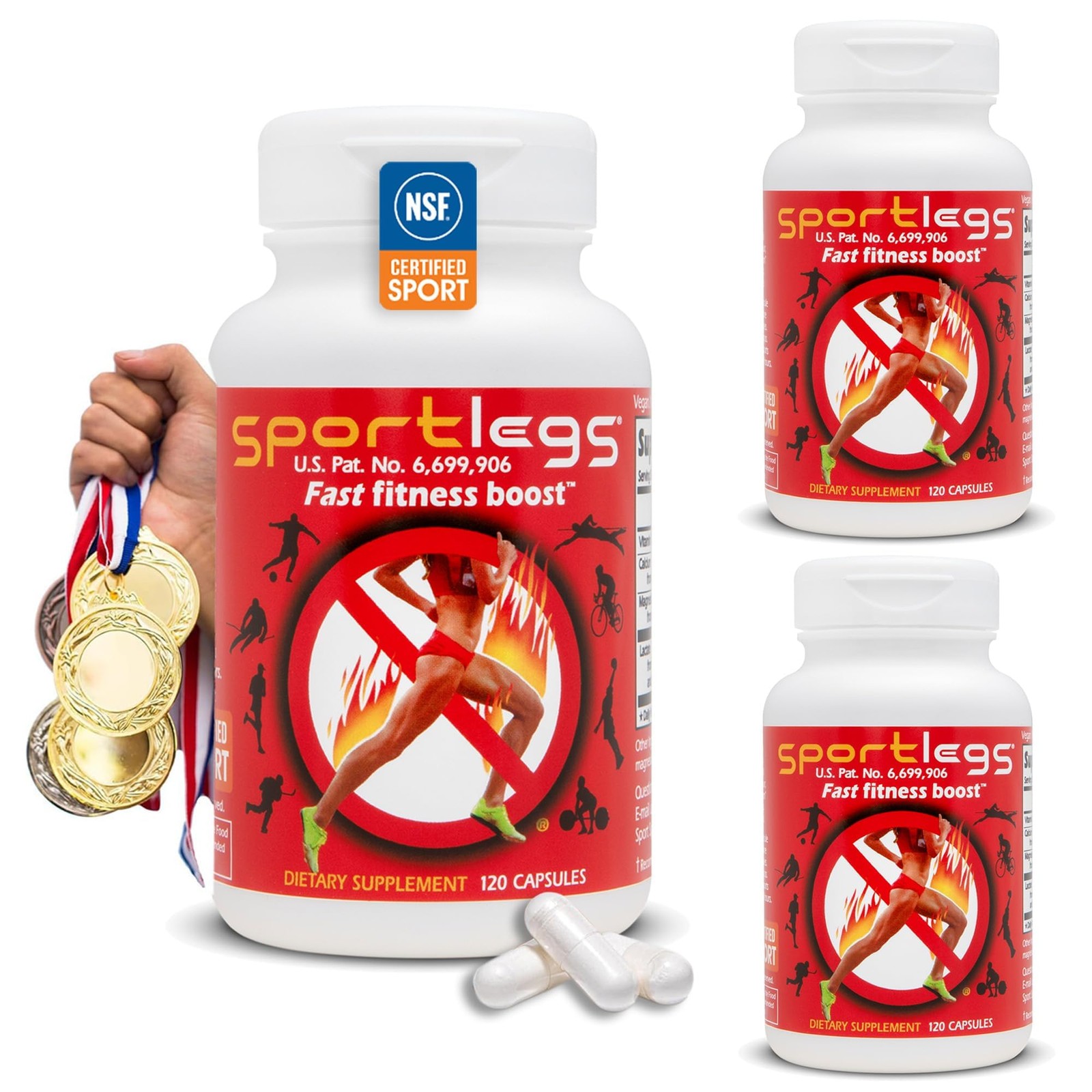 SPORTLEGS Pre-Exercise Metabolic Primer for Runners, 120 Count (Pack of 3)
