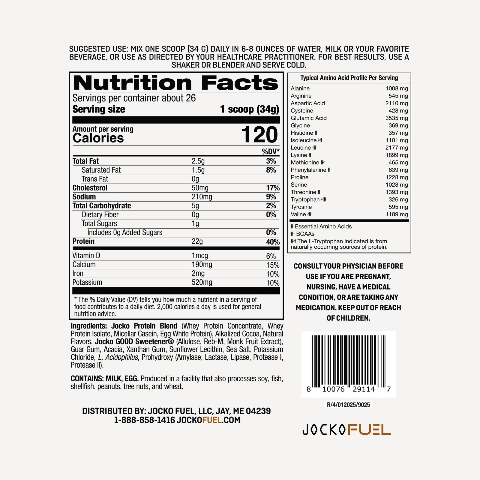 Jocko Fuel Whey Protein Powder, Chocolate Milkshake, 22g 2 Pound (Pack of 1)