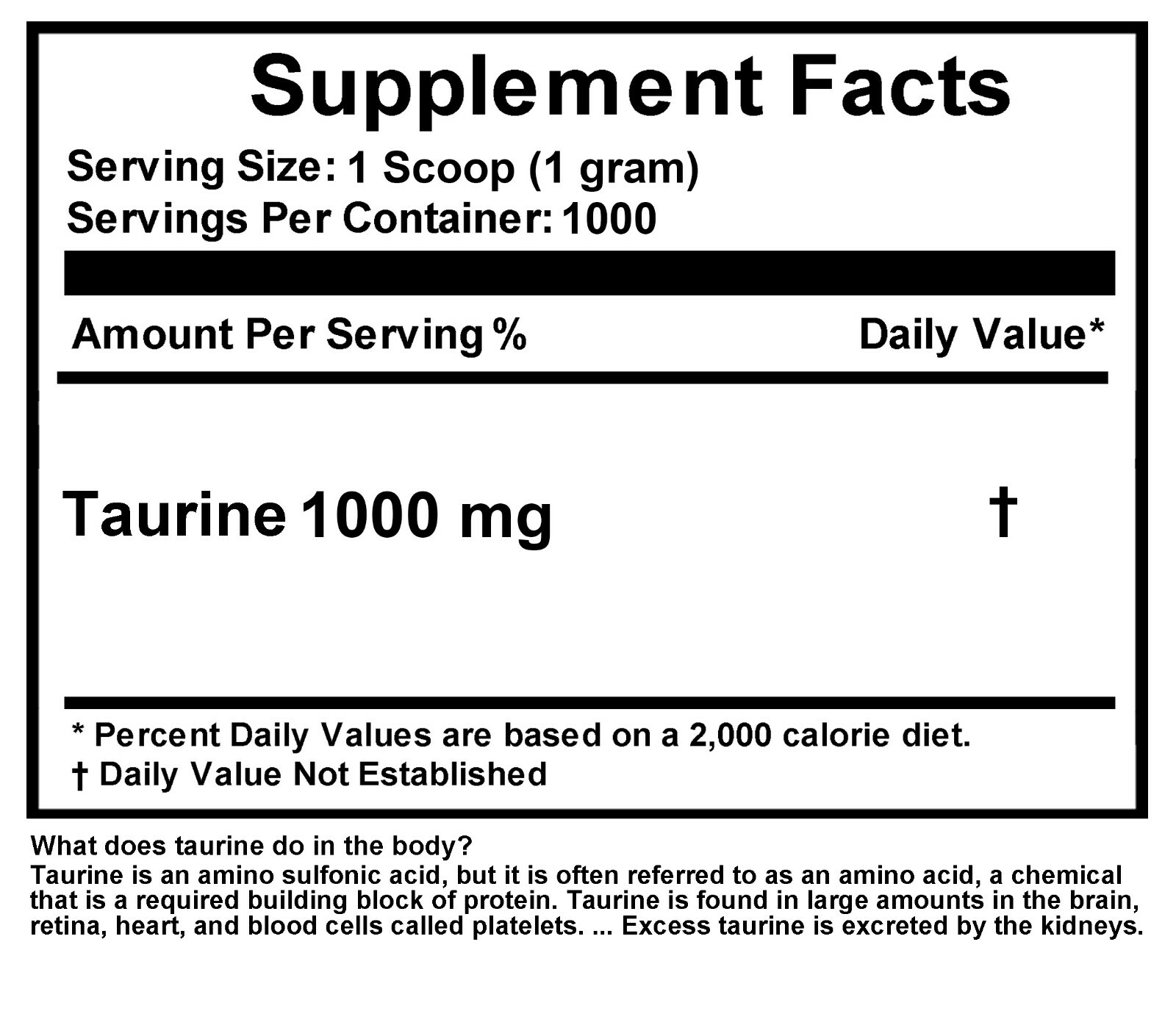 2.2lb (1000g) NEW 100% PURE L-TAURINE AMINO ACID USP GRADE MUSCLE ENERGY