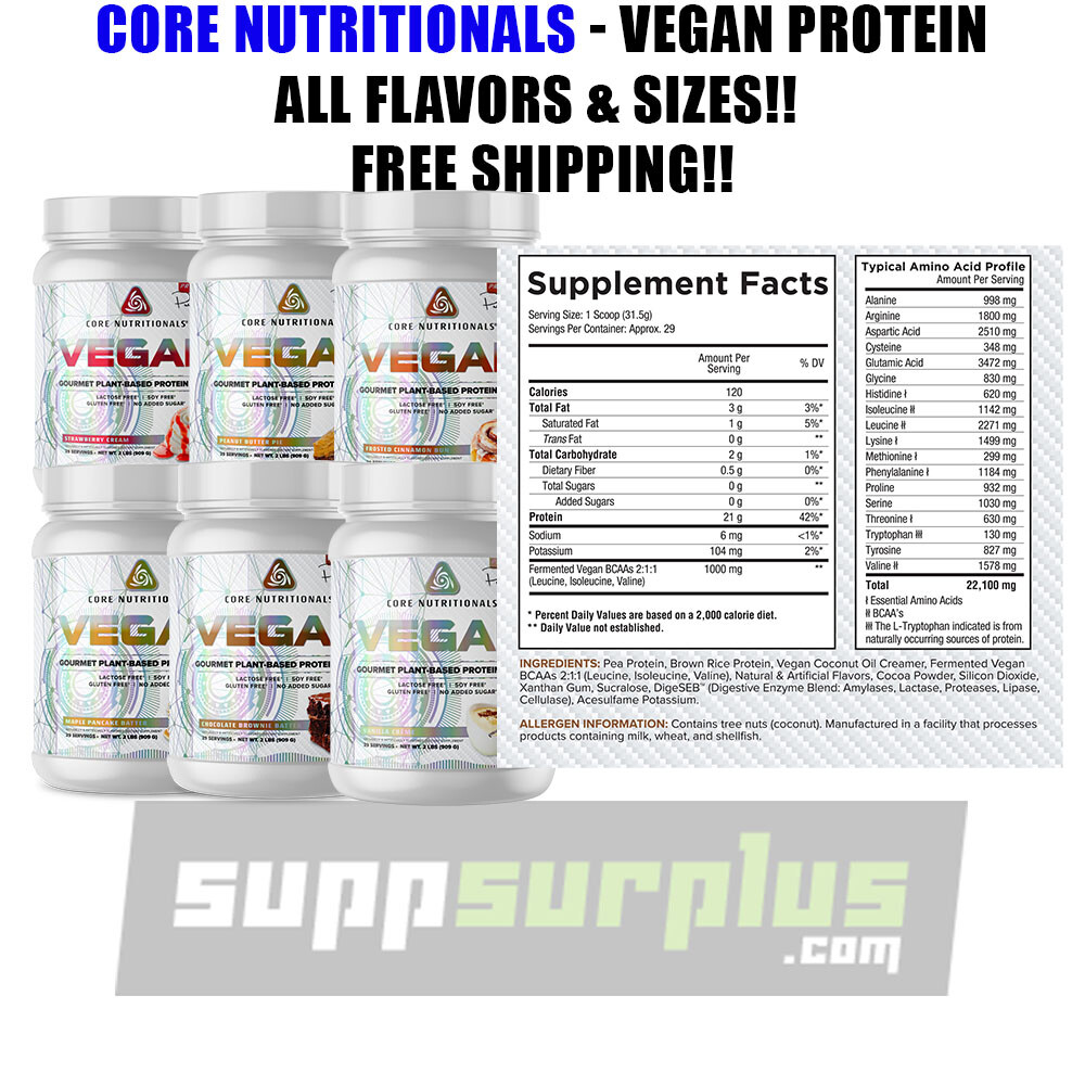 Core Nutritionals VEGAN Plant-Based Protein Blend – 29 Servings – ALL Flavors