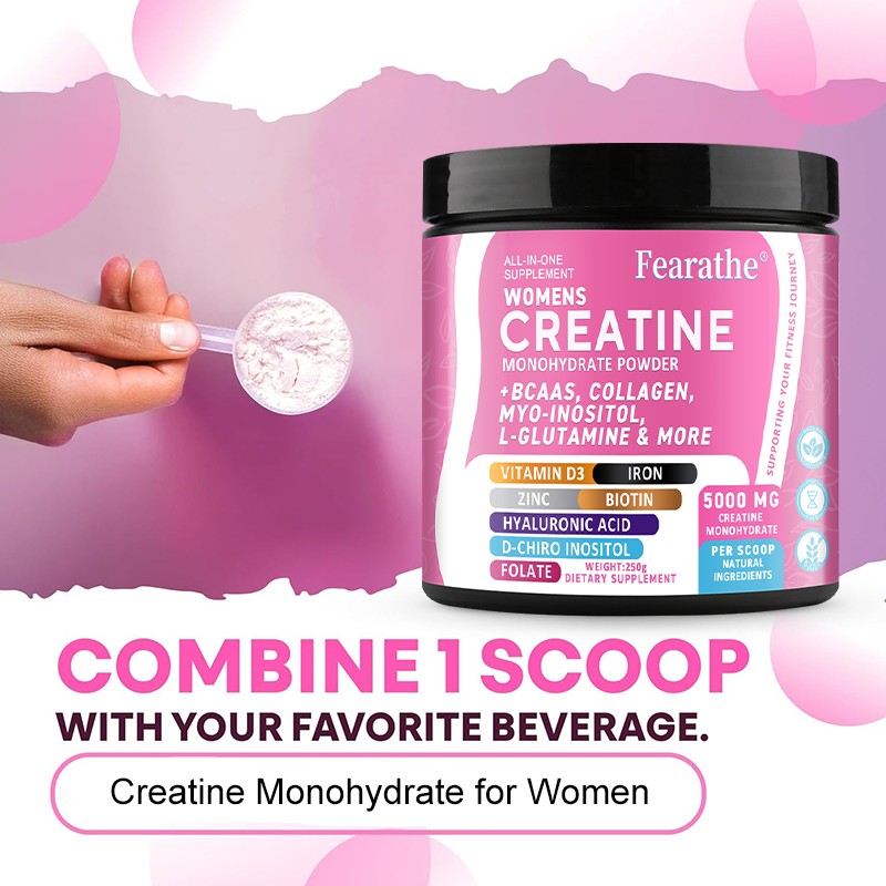 Creatine Monohydrate Powder For Women Strengthen Muscles 5 Grams Per Serving