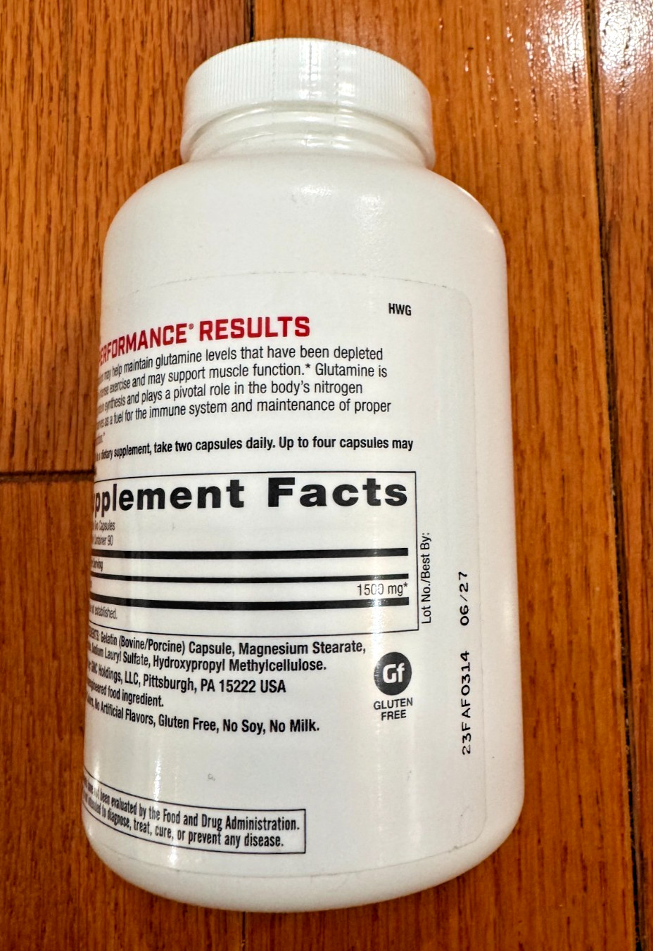 GNC Pro Performance L-Glutamine 1500mg 180 Capsules, Exp: 06/2027