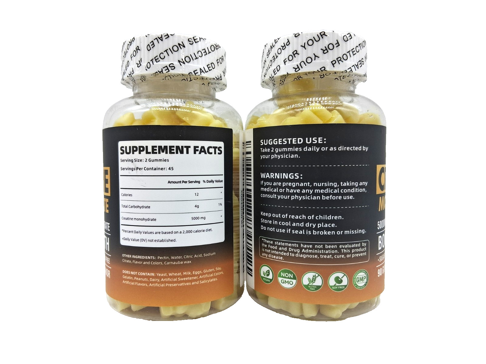 2 x Happyummmm Creatine Monohydrate Boost Strength 5000MG, Pineapple, Exp. 10/26