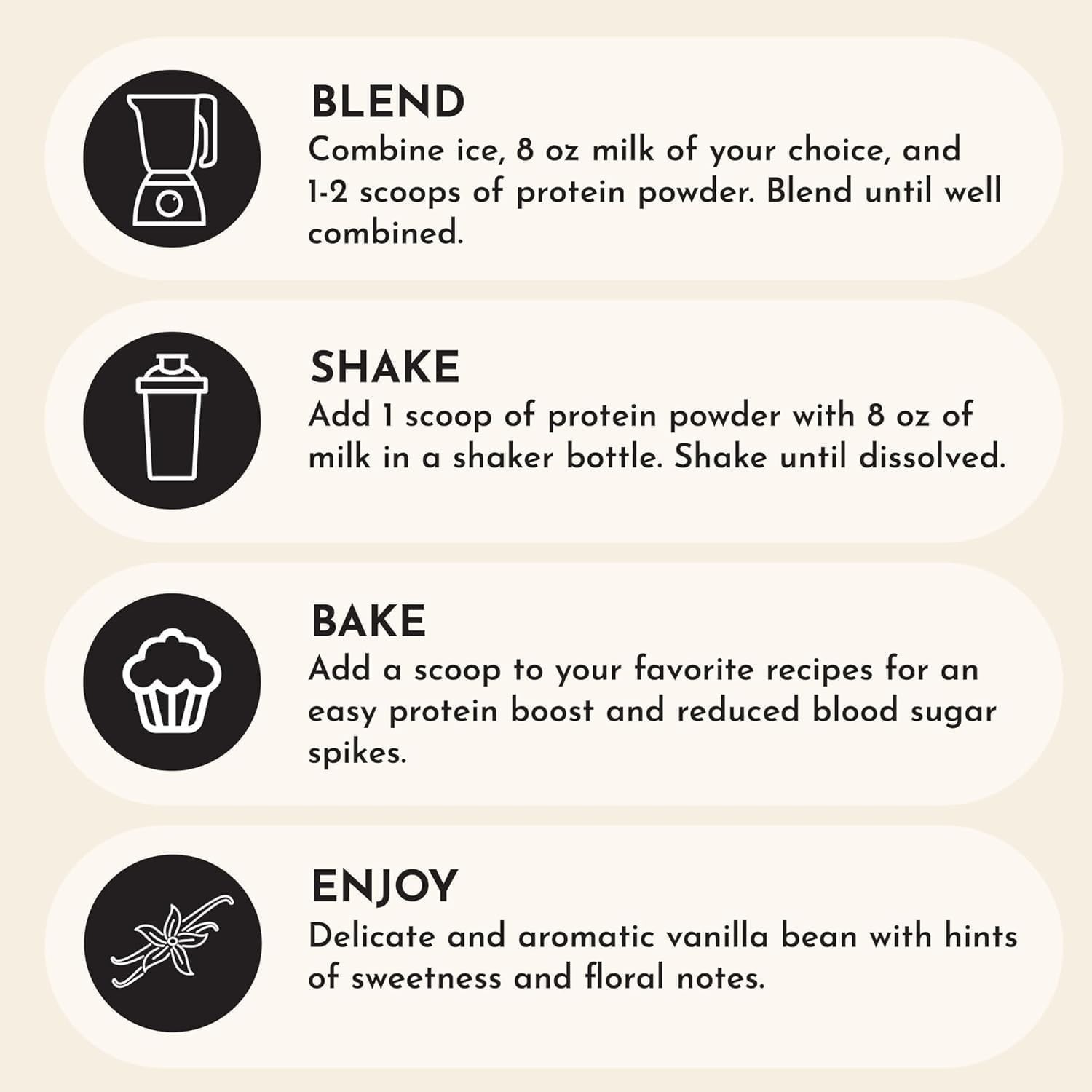 JUST Ingredients Vanilla Bean Protein Powder Casein Free 22g 15 Servings 17.46oz