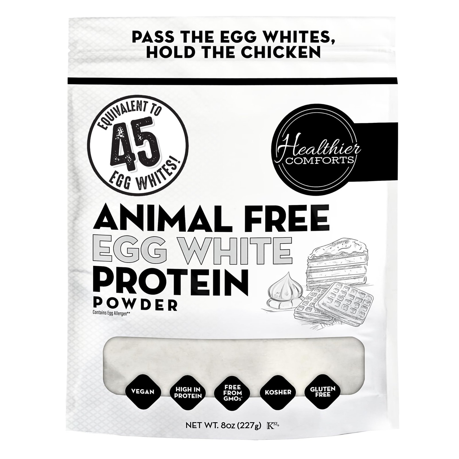 Healthier Comforts Animal-Free Egg White Protein Powder | 8 Ounce (Pack of 1)