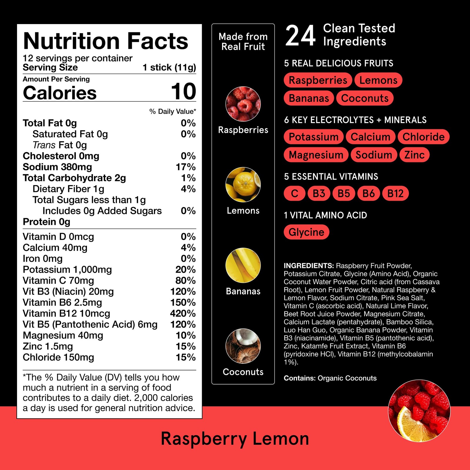 Drywater Electrolyte Powder Packets Raspberry Lemon – Stevia-Free Hydration