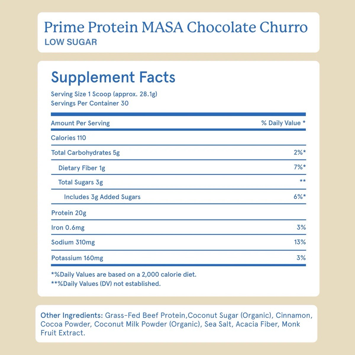 Equip x MASA Chocolate Churro Grass-Fed Beef Protein Powder 29.8oz NEW