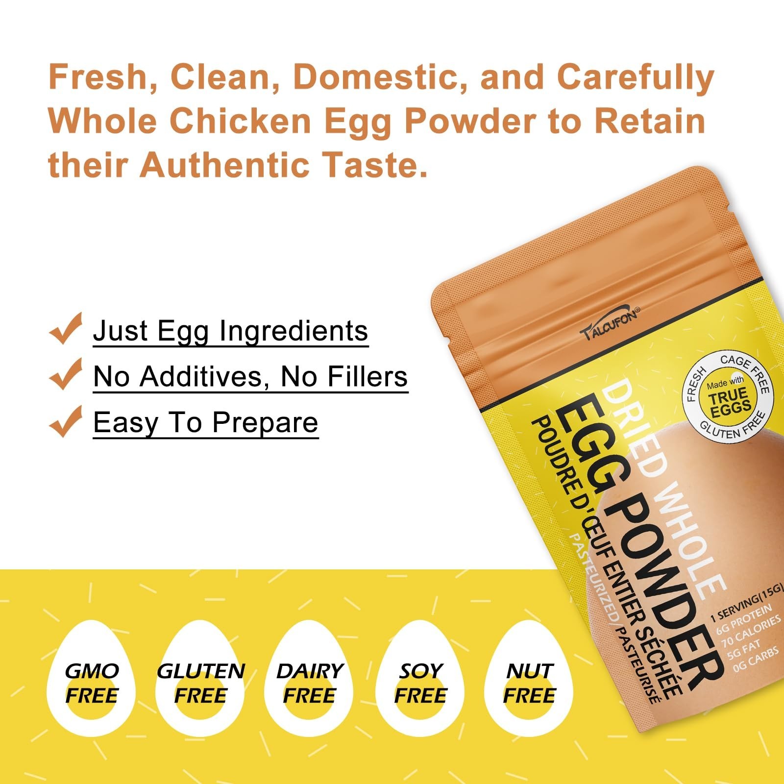 Whole Egg Powder Pasteurized Premium Freeze Dried 8 oz for Baking and Cooking