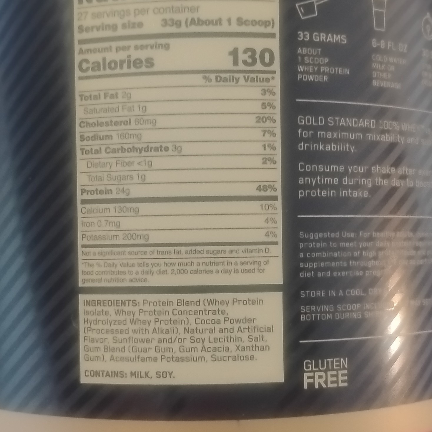 Optimum Nutrition Whey Protein Chocolate Hazelnut Gluten-Free High Protein 24g
