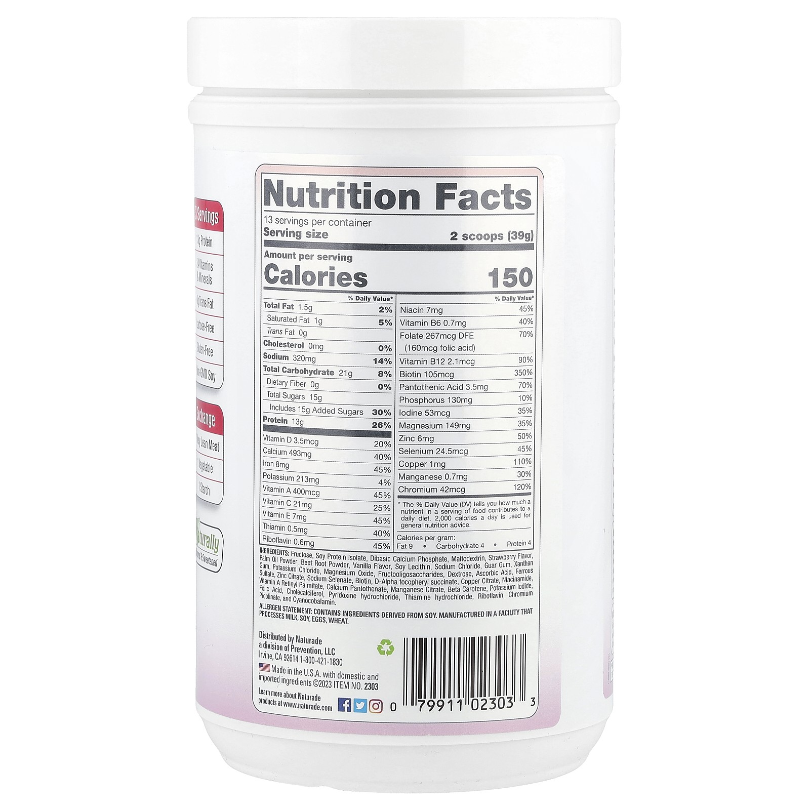 Total Soy®, Meal Replacement, Strawberry Cream, 1 lb 1.88 oz (507 g)