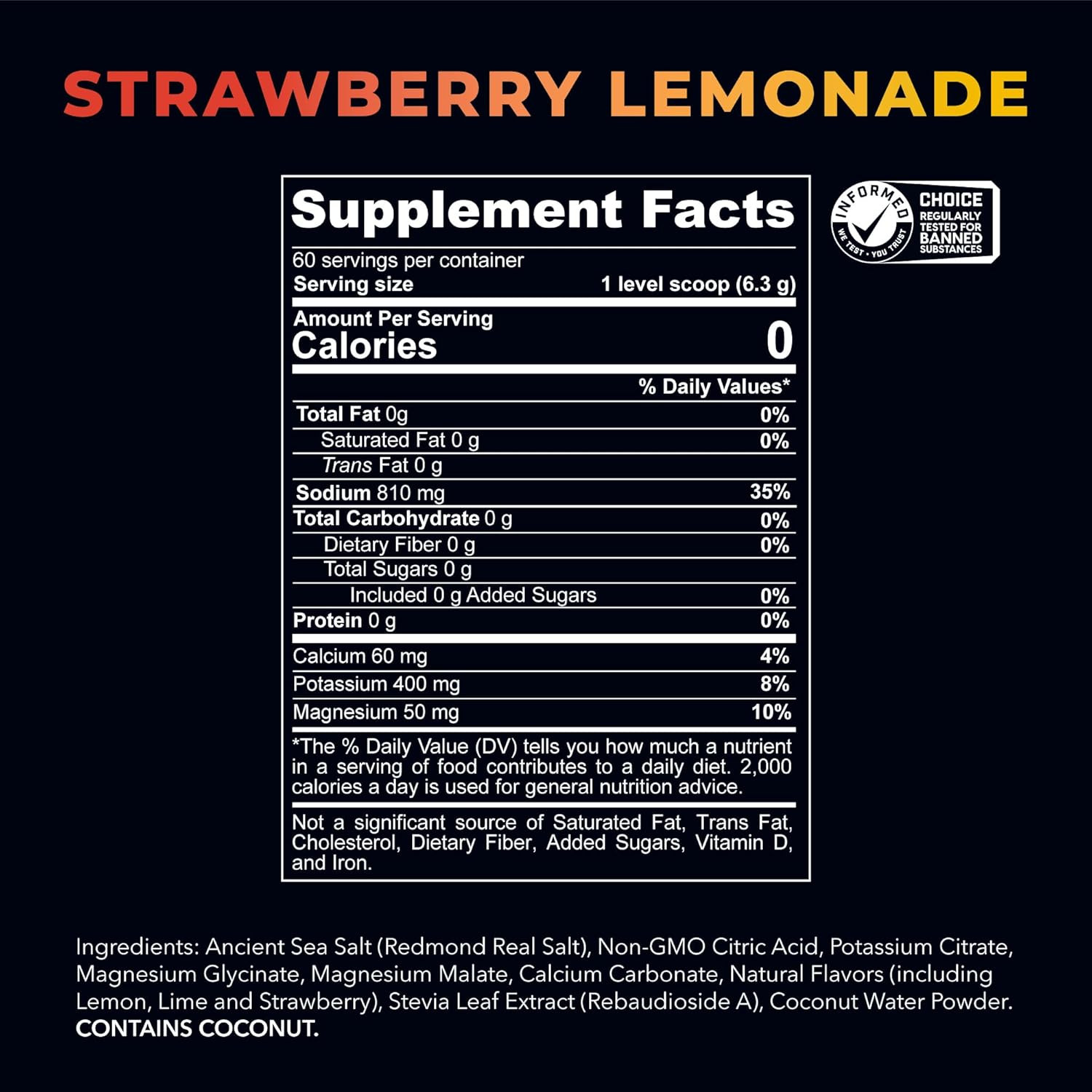 REDMOND Re-Lyte Hydration Electrolyte Powder Mix (Strawberry Lemonade), 60 servs