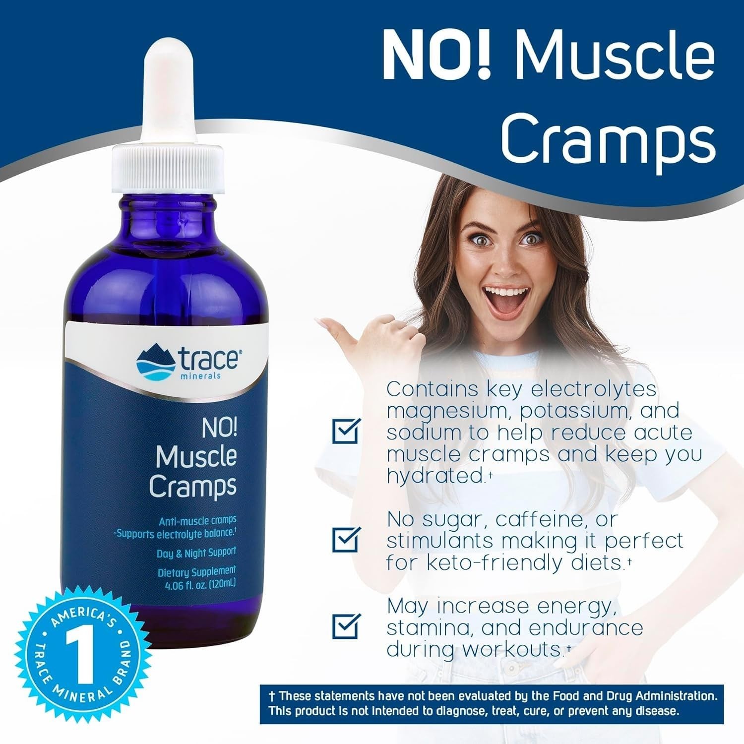 Trace Minerals NO! Muscle Cramps – Supplement for 4.06 Fl Oz (Pack of 1)