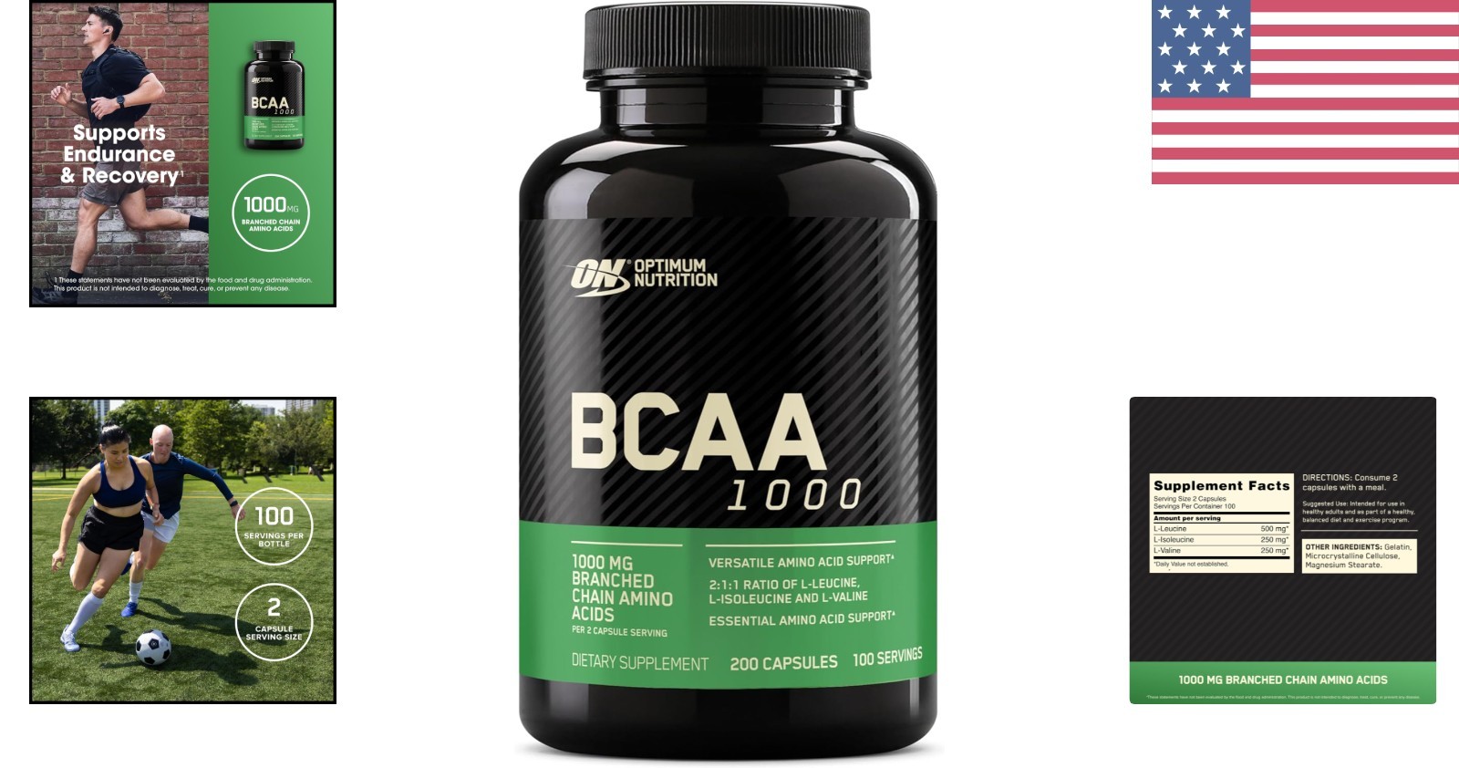 200 Count Instantized BCAA Capsules – 1000mg Muscle Recovery Supplement