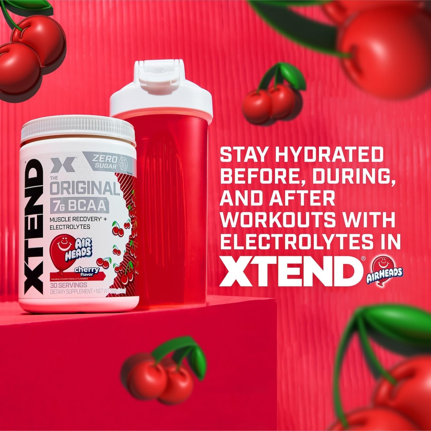 BCAA Powder for Muscle Recovery & Hydration, 7g BCAAs, Sugar-Free, Cherry Flavor