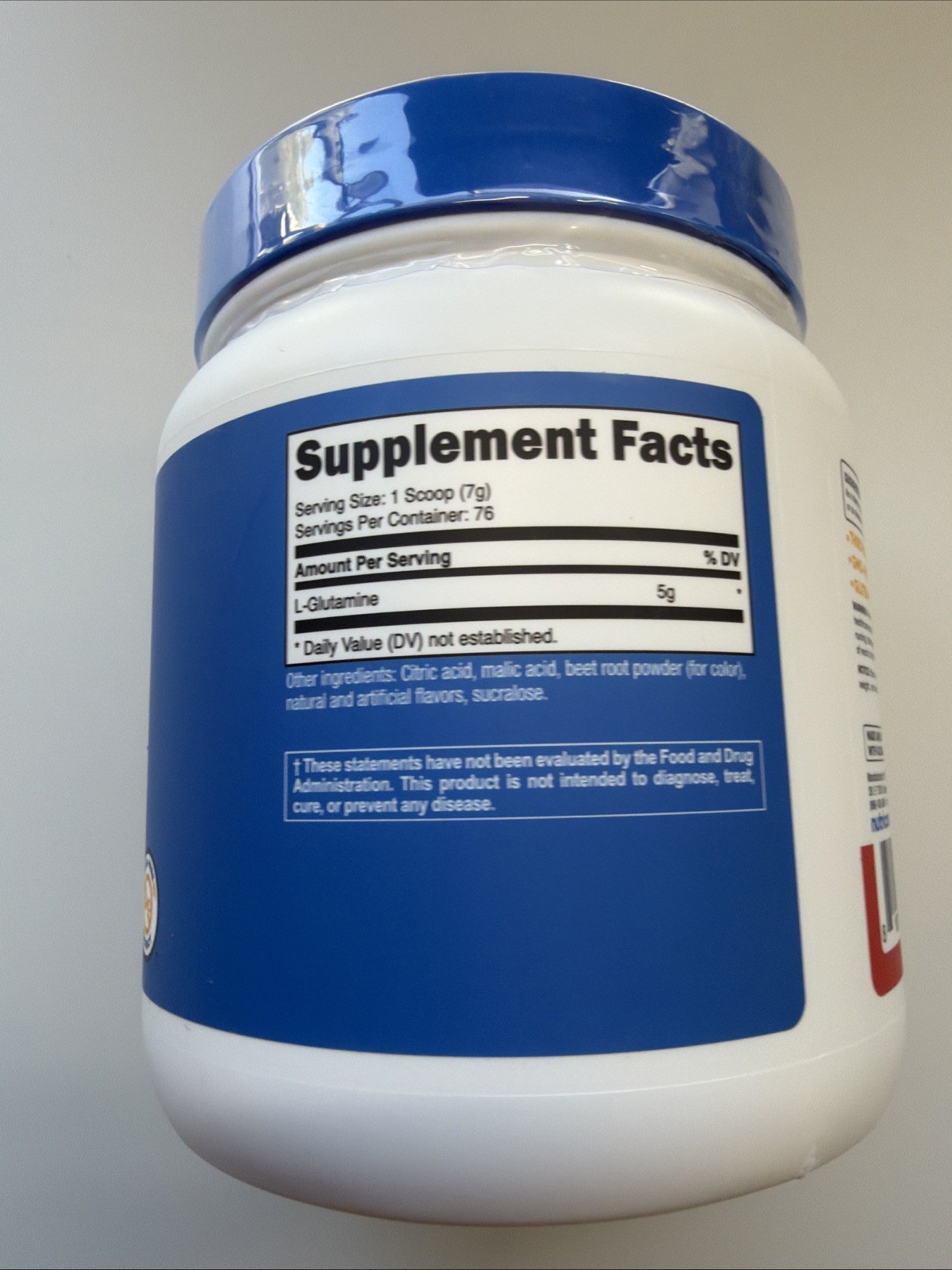 Nutricost L-Glutamine Amino Acid Powder Fruit Punch 500g 76 Servings 5g
