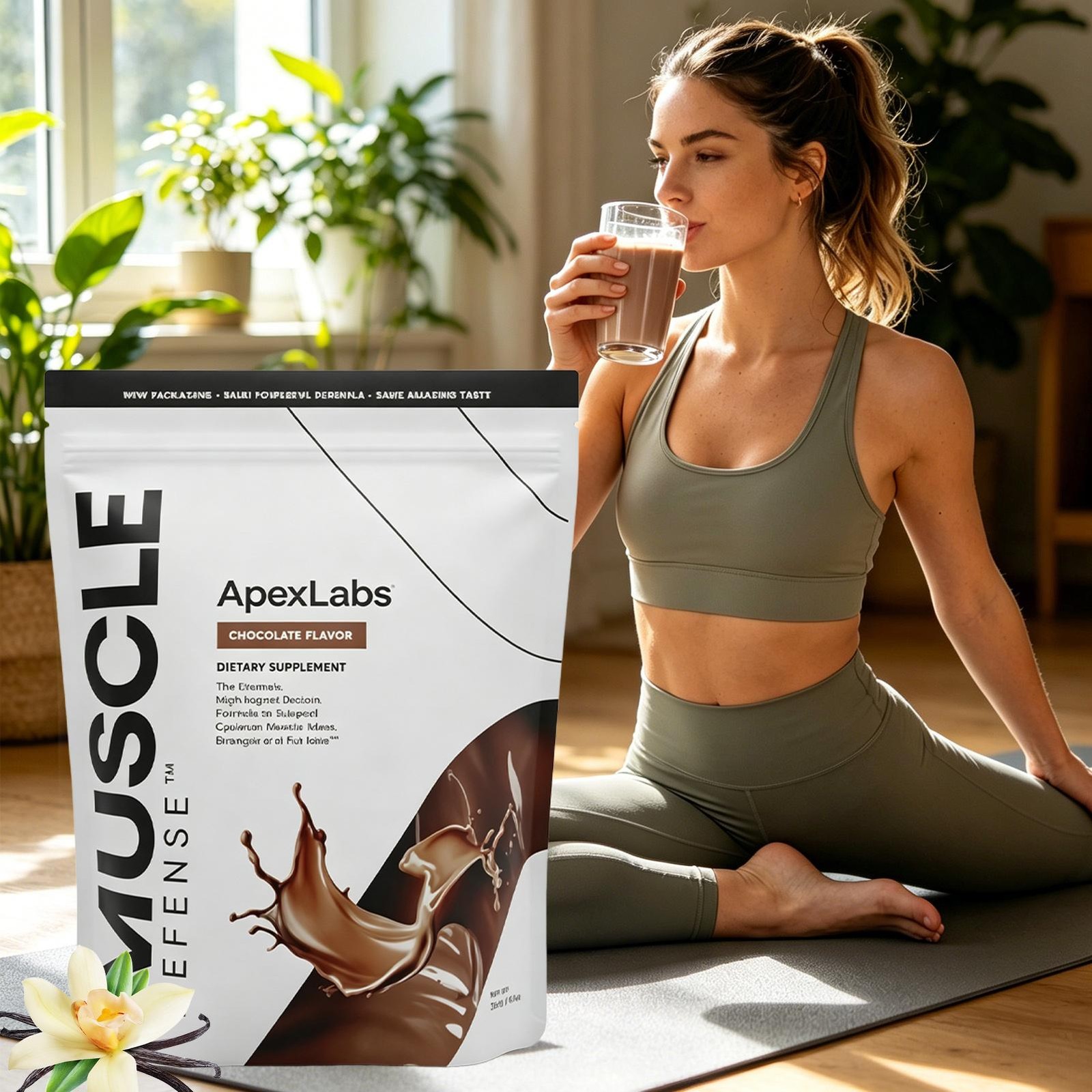 APEX LABS MUSCLE DEFENSE CHOCOLATE FLAVOR – 8.57 OZ – EXP 02/27 – NEW PACKING