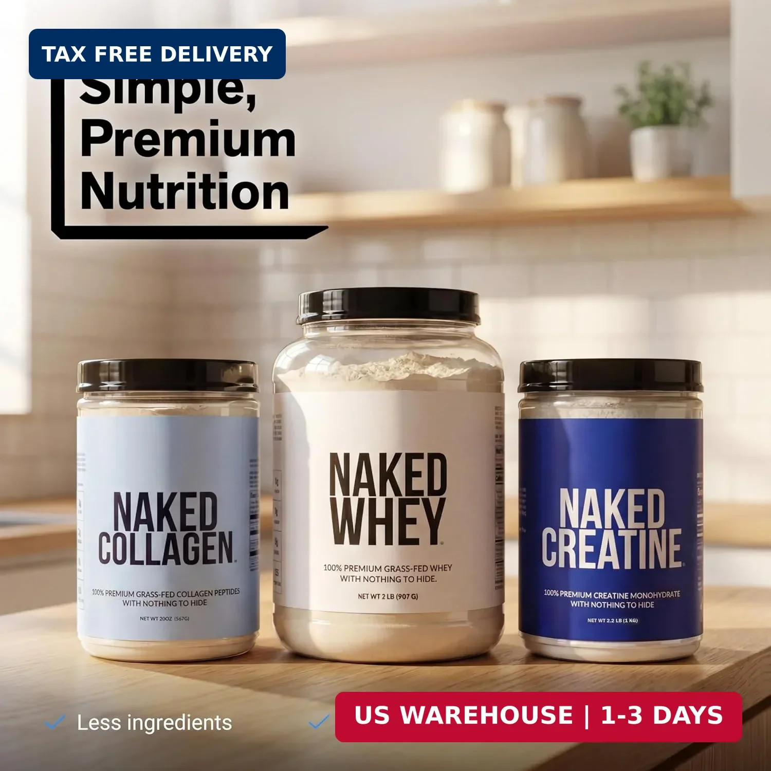 NAKED Pure Micronized Creatine Monohydrate Powder – NSF Certified, Unflavored, 5