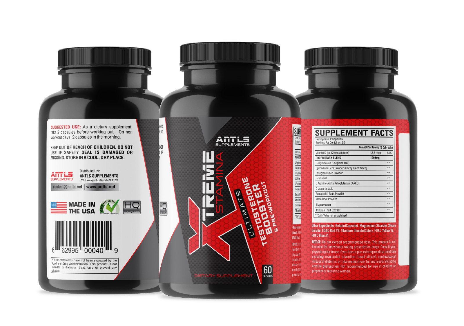 Testosterone Booster Pre Workout Nitric Oxide L arginine Men’s ANTLS SUPPLEMENTS