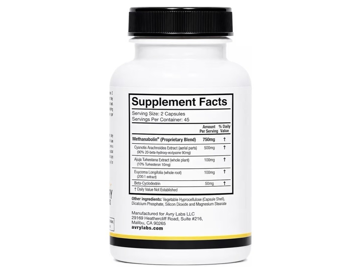 AVRY Labs M1-BOL Methanabolin Vegan Bodybuilding Capsules Unflavored 90ct