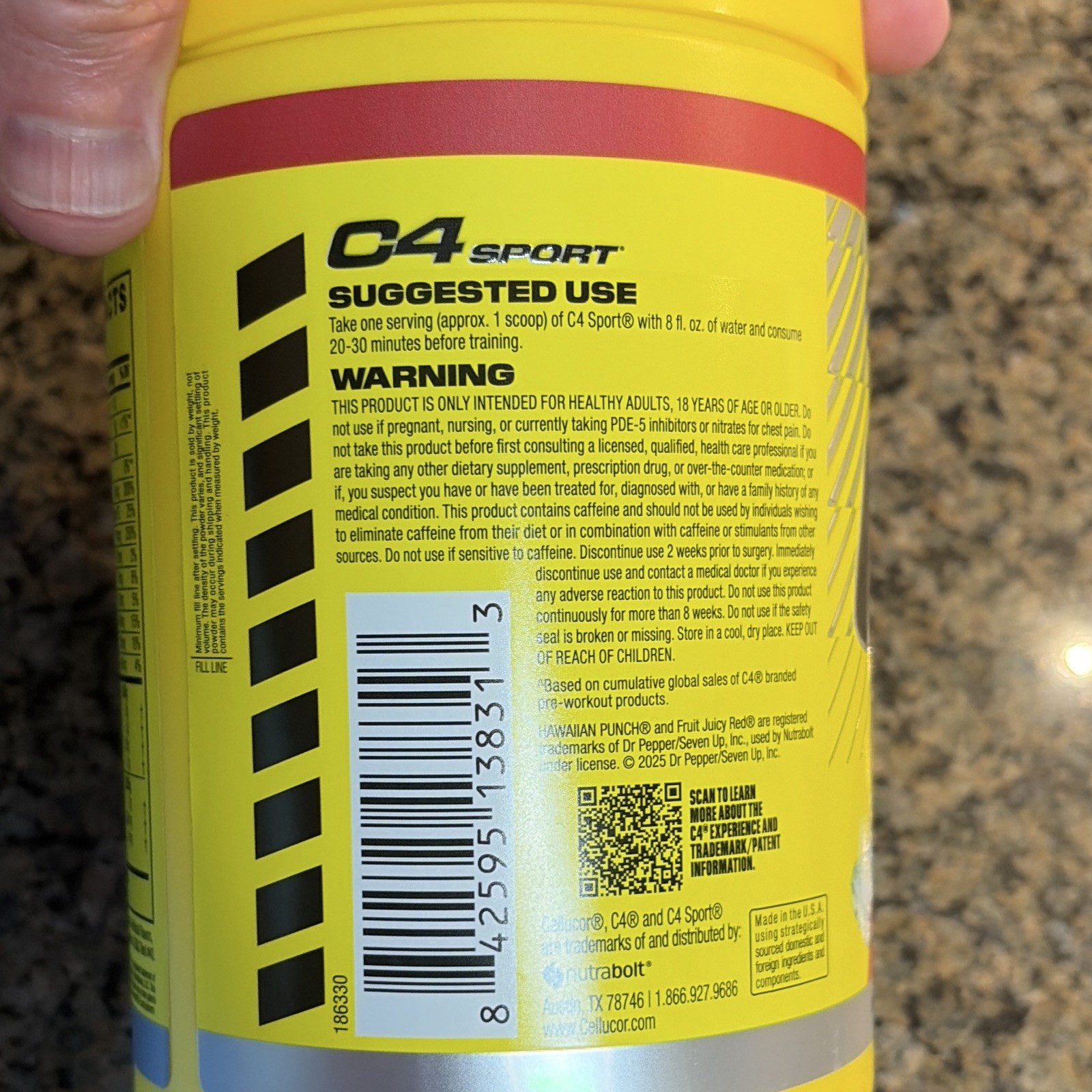 C4 Sport Pre-Workout Powder NSF Certified Hawaiian Punch 50 Servings 630g
