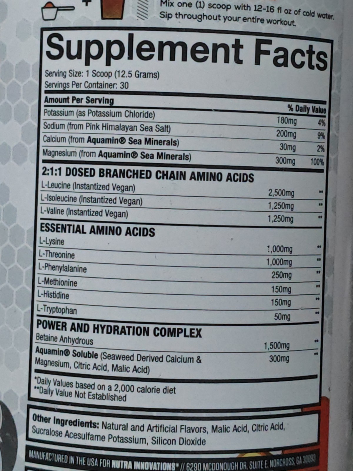 Nutra Innovations ESSENTIAL Peach Mango Full Spectrum Amino Read Clearance!