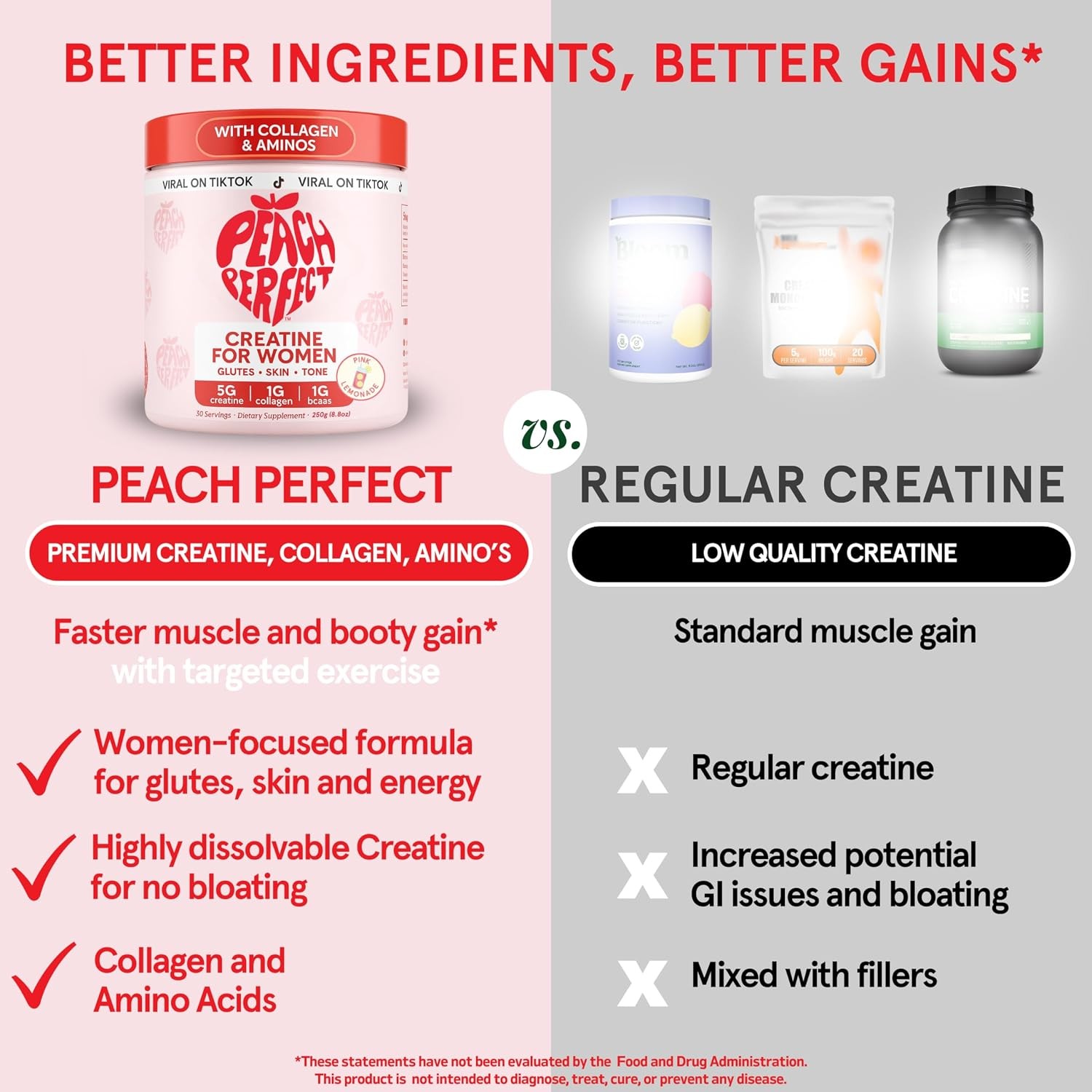 Peach Perfect Womens Creatine Powder Pink Lemonade 30 Servings