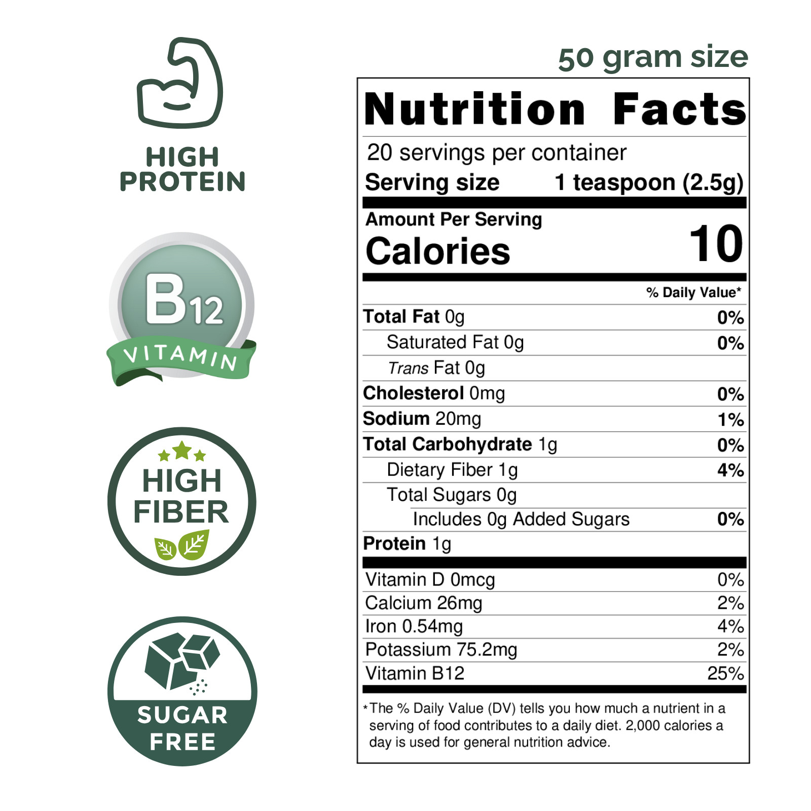 Pure Dried Wolffia Globosa Powder Plant Base High Protein Superfood, B12 Vegan