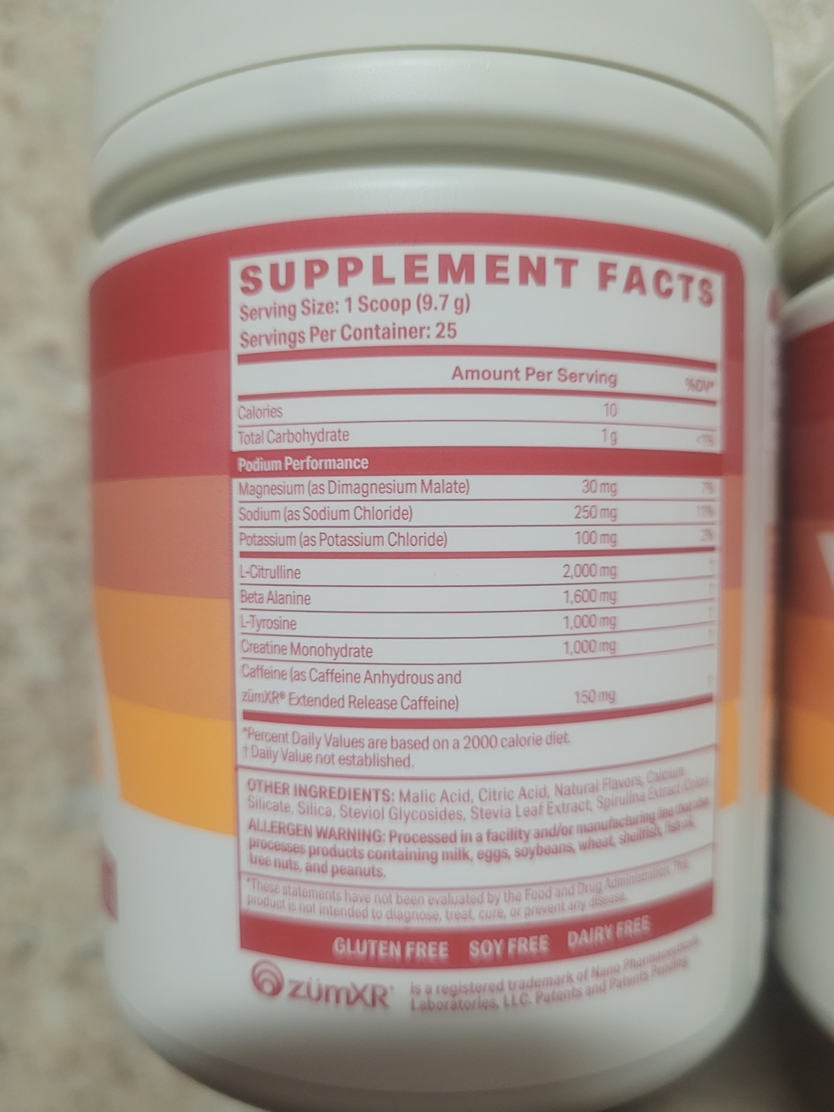 2x PODIUM Natural Flavors And Sweeteners Athlete Pre Workout Blue Raspberry-3/26