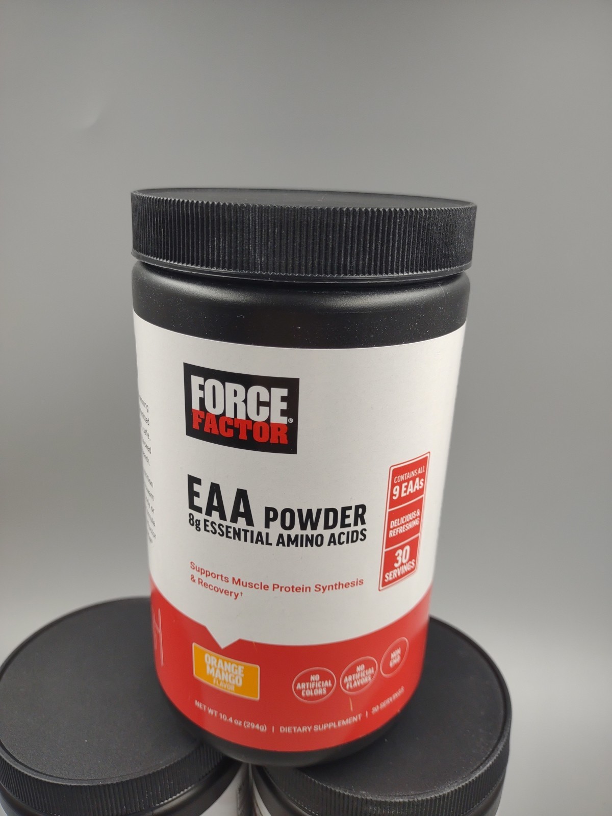 Lot Of 3 Force Factor EAA Powder ~ 10.4oz/30 Servings ~ Orange Mango ~ Exp. 7/27