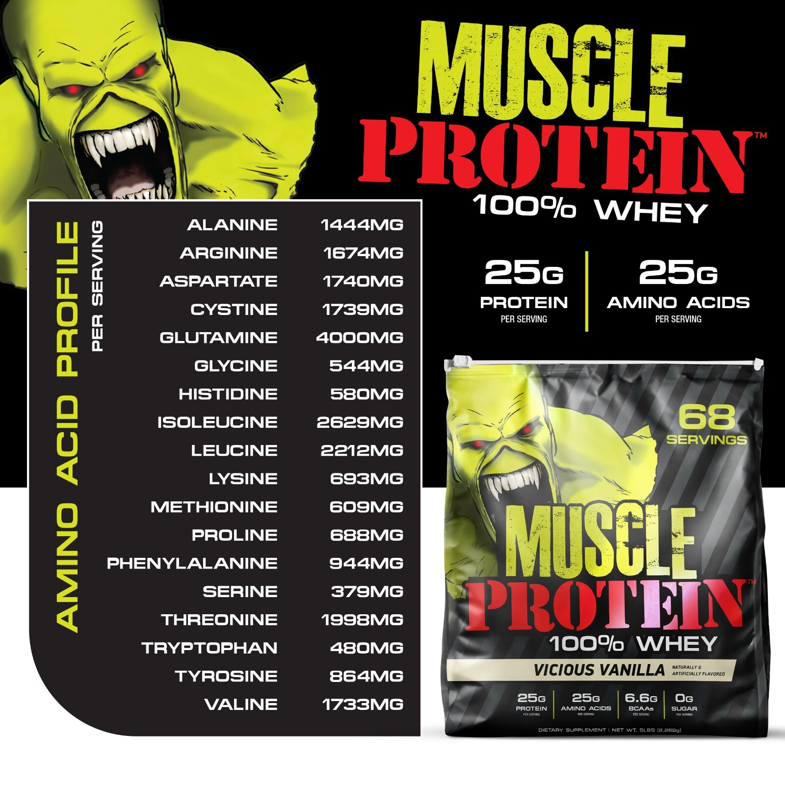 Muscle Whey Protein Powder, Muscle Gain High-Quality Supplement, 10LB