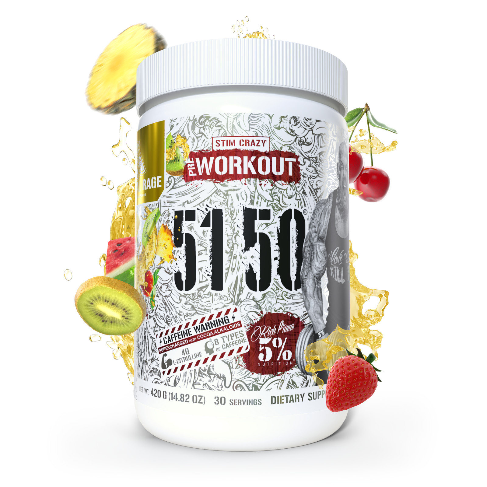 RICH PIANA 5% NUTRITION 5150® High Stimulant Pre-Workout Stim Crazy 30 Servings