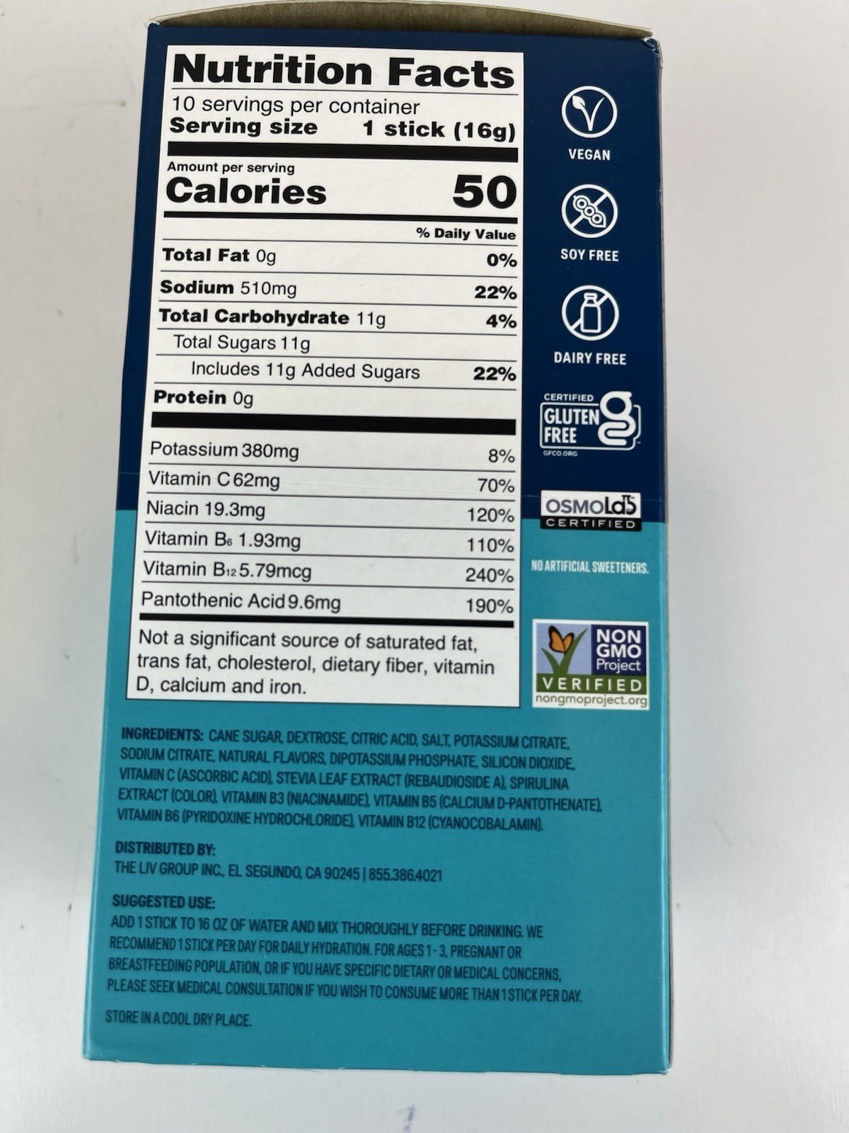 Liquid IV Hydration Multiplier Blue Cotton Candy 10 Servings Electrolytes Vegan