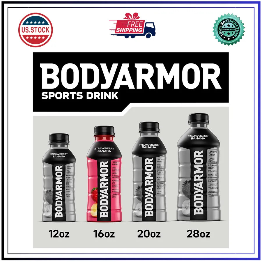 BODYARMOR Sports Drink Strawberry Banana 16 Fl Oz Bottles 12 Pack Hydration