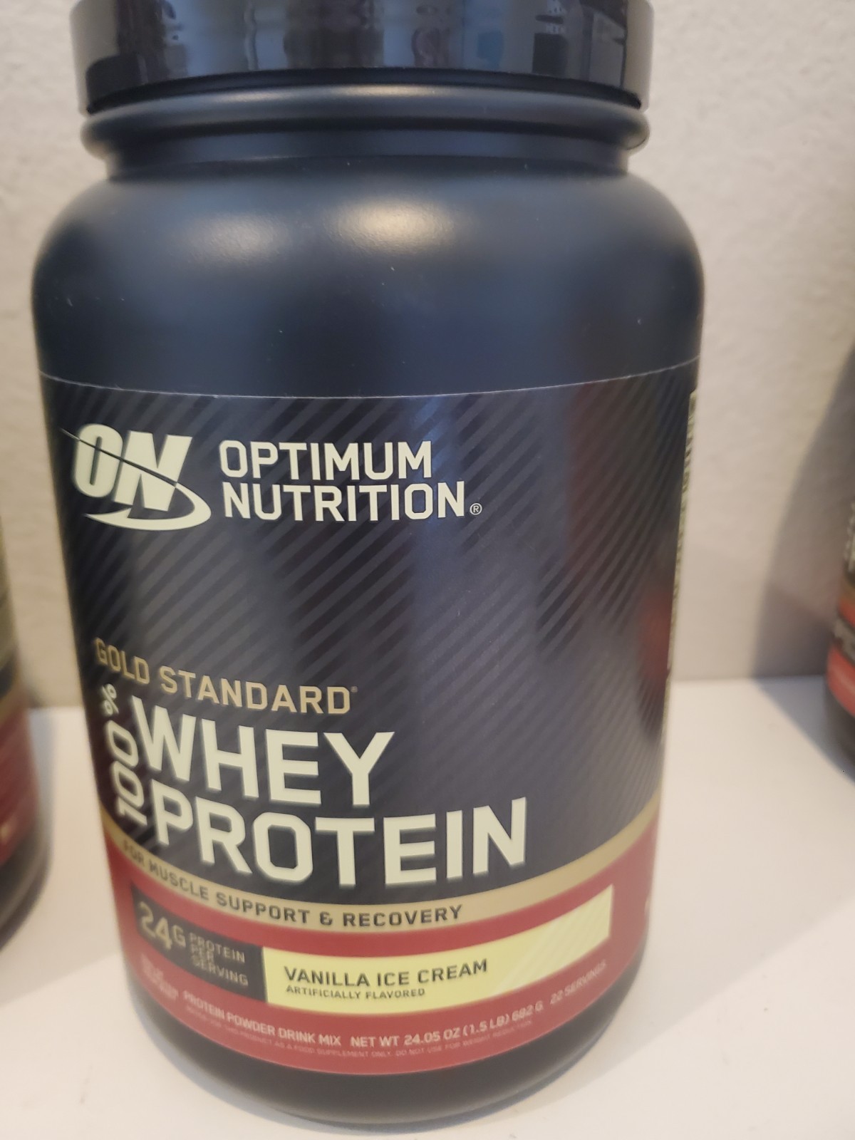 Lot of 3×24 oz Optimum Nutrition 100% Whey Protein, Straw, Choc, Van, Exp 10/27