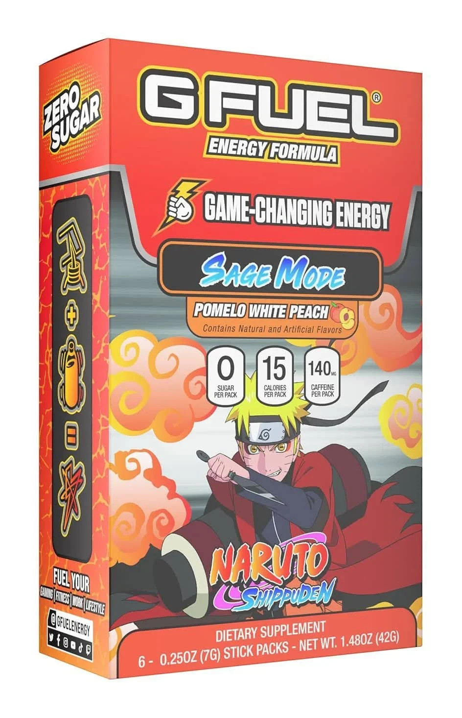 G Fuel Energy Formula Packets Pomelo White Peach No Sugar 2-Pk 6 Sticks Each
