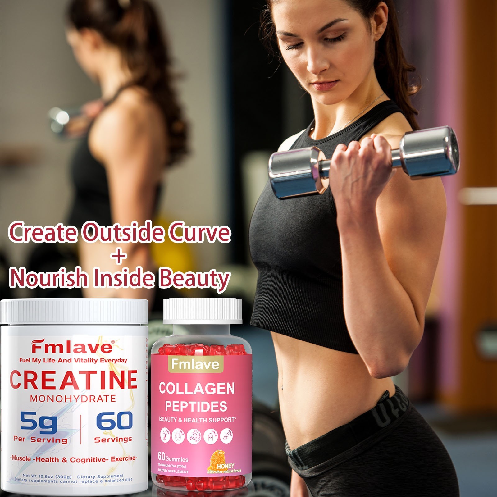 Creatine Monohydrate Powder for Women 60 Servings with Collagen Glute Builder