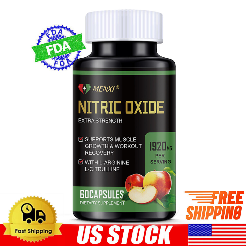Nitric Oxide Booster Supplement L-Arginine 60 Capsules L-Citrulline 1920mg Pills