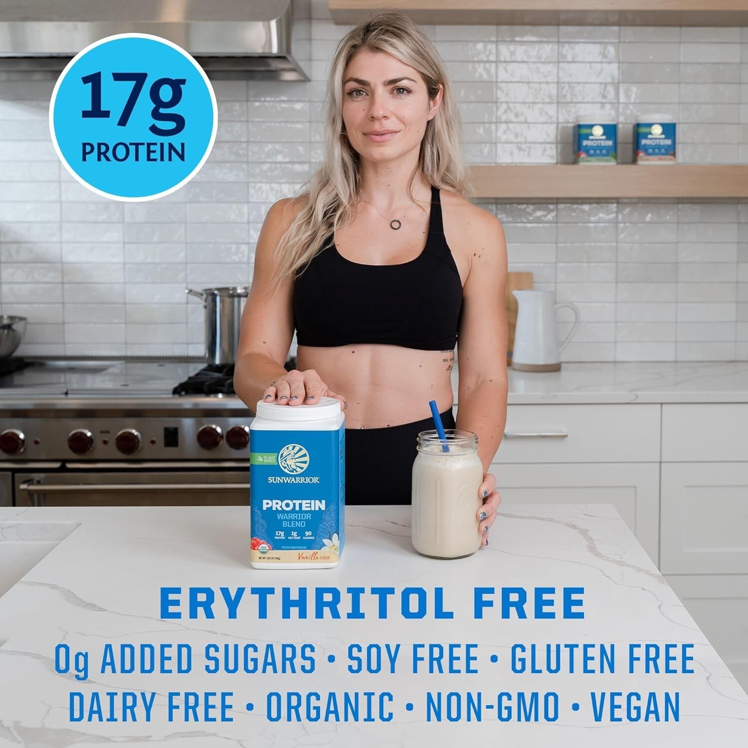 Sunwarrior Warrior Protein Powder 1.65 lbs Organic Vegan w/ BCAAs Vanilla Flavor